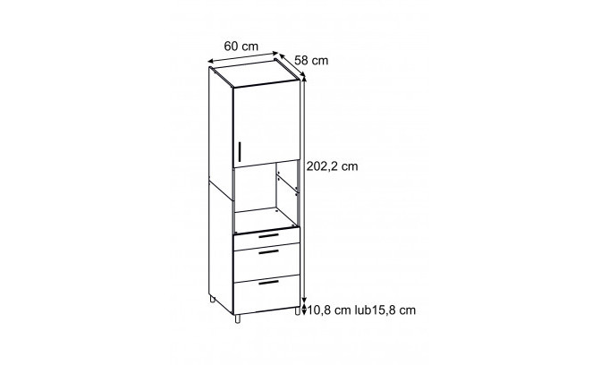 Высокий кухонный шкаф TSZP 60 VEGAS GREY METALIC