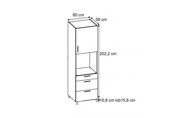 Высокий кухонный шкаф TKSZP 60 VEGAS GREY METALIC
