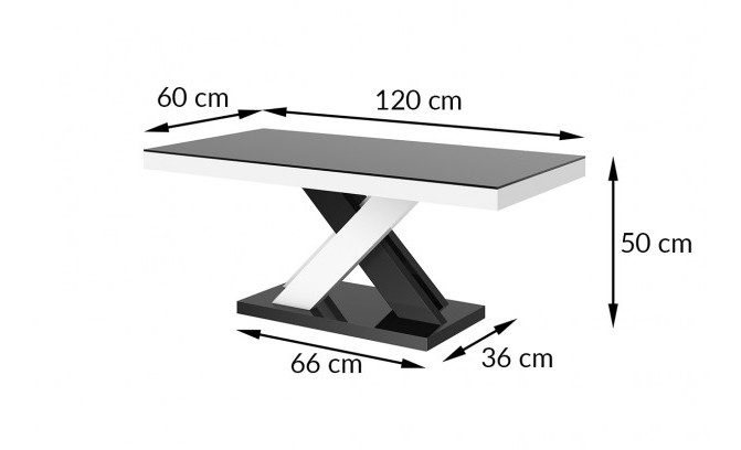Журнальный столик Xenon Lux Mini czarny polysk bialy czarny polysk