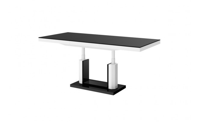 Журнальный столик Quadro Lux czarny mat bialy+czarny polysk