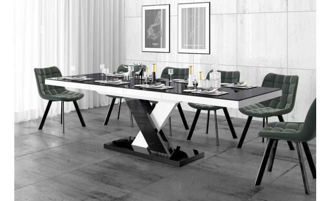 Bīdāmais galds Xenon Lux Czarny Mat Bialy+Czarny Polysk