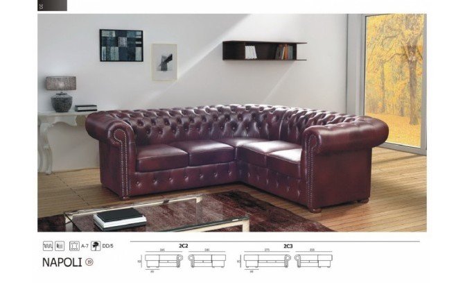 Кожанный угловой диван NAPOLI 3-R-2