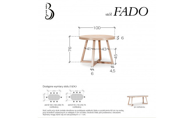 Раскладной стол FADO 100 Dab