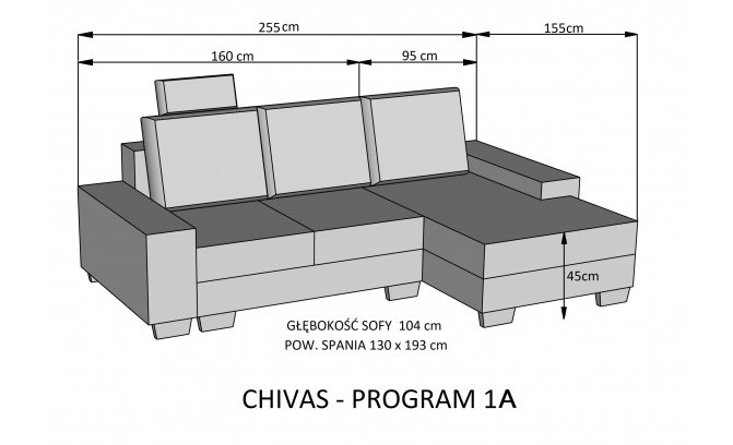 Stūra dīvāns CHIVAS Program 1