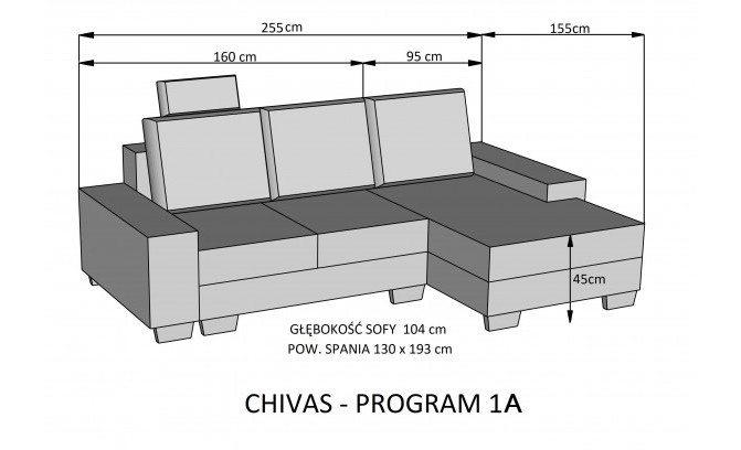 Stūra dīvāns CHIVAS Program 2