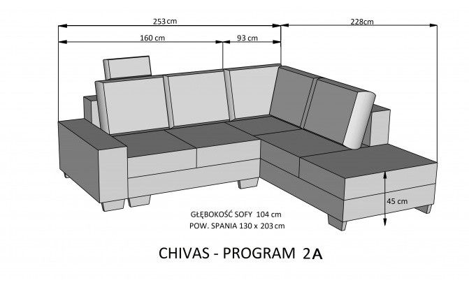 Stūra dīvāns CHIVAS Program 2