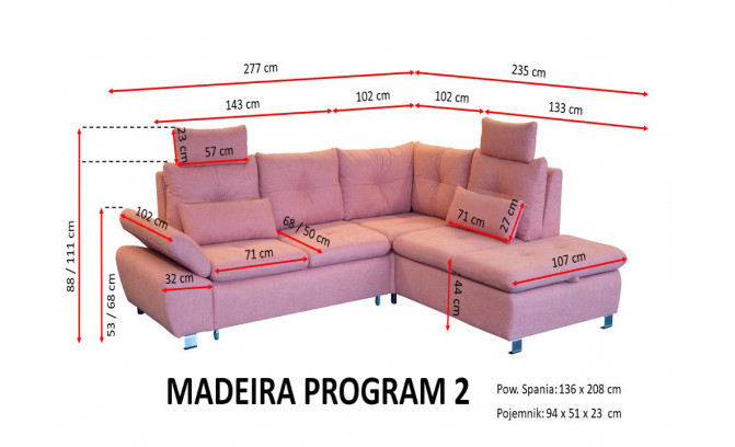 Stūra dīvāns MADEIRA Program II
