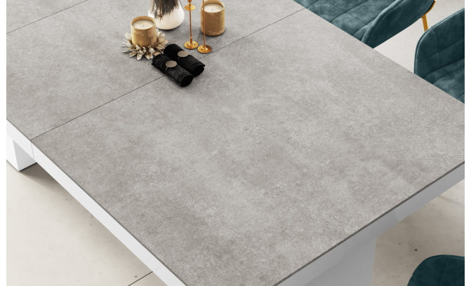Раздвижной стол GRANDE 160-412 см grey stone mat + biały połysk