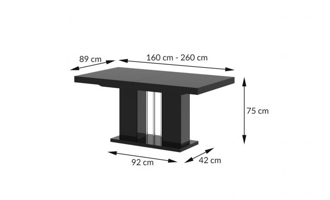 Раскладной стол LORENA 160 Czarny/Czarny Polysk