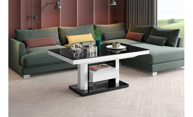 Žurnālgaldiņš QUADRO MAX Marble White/Bialy Polysk