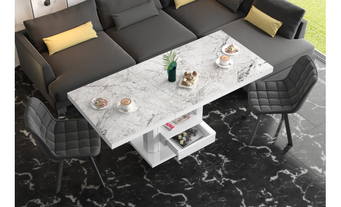 Žurnālgaldiņš QUADRO MAX Marble White/Bialy Polysk