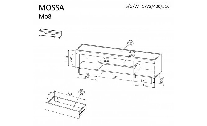 TV tumba MOSSA MO8 BIALY