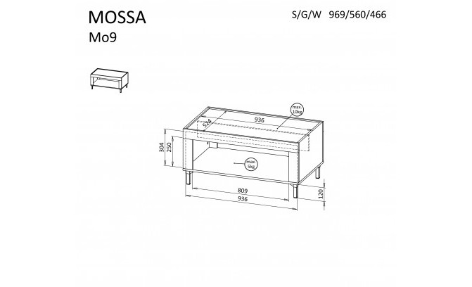 Žurnālgalds MOSSA MO9 BIALY