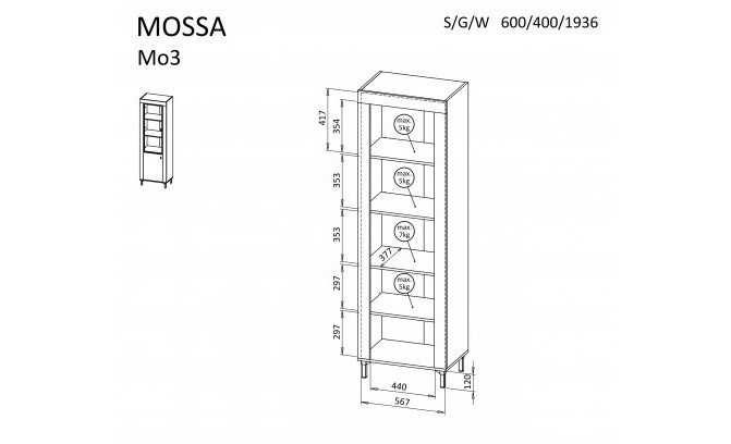 Vitrīna MOSSA MO3 KASZMIR
