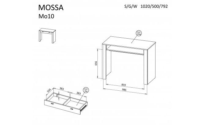 Косметический столик MOSSA MO10 KASZMIR