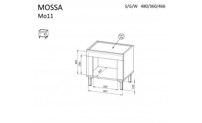 Nakts skapītis MOSSA MO11 CZARNY