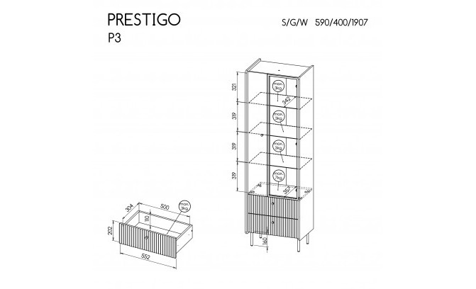 Vitrīna PRESTIGO P3