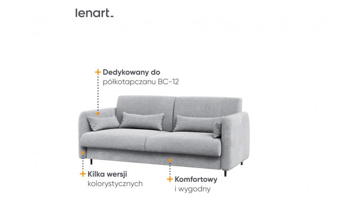 Pelēks dīvāns BC-19 dīvāngultai BC-12 160x200 cm