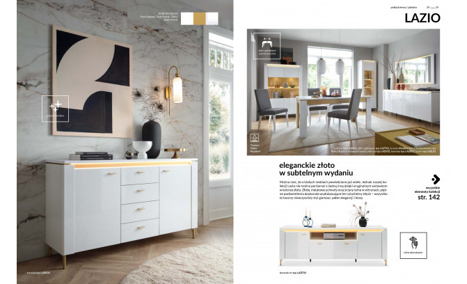Kumode 2D4S LAZIO LAZK02 Biały Alpejski/Biały Połysk/Złoty