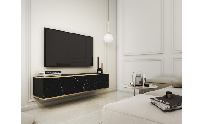 Настенная тумба ORO RTV 135 CZARNY/MARMUR BLACK ROYAL 