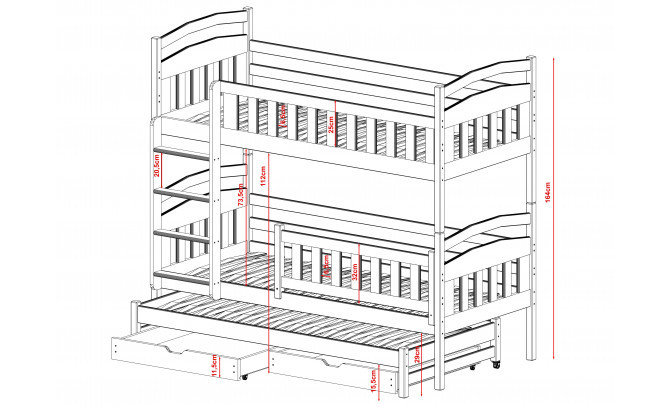Двухъярусная кровать BORISS 200/90 sosna без матрасов