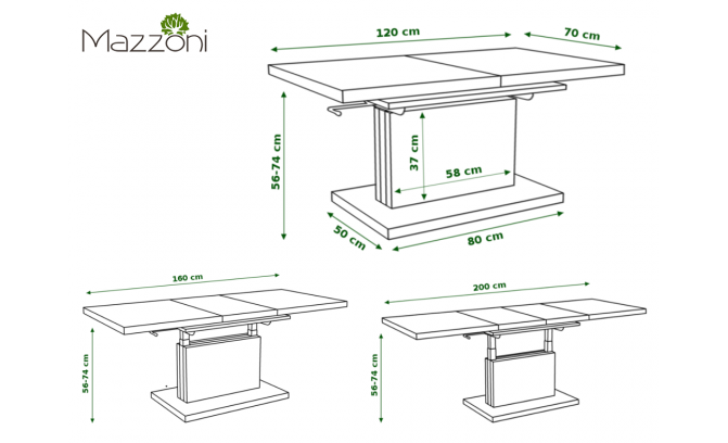 Стол трансформер ASTON 120/70 Orzech Elegant