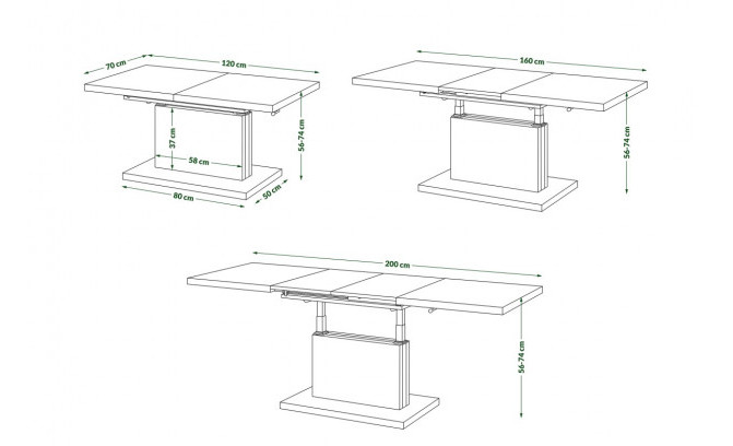 Стол трансформер ASTON 120/80 Orzech Elegant
