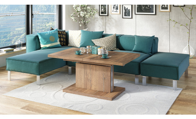 Стол трансформер ASTON 120/70 Dąb Halifax Cynowany