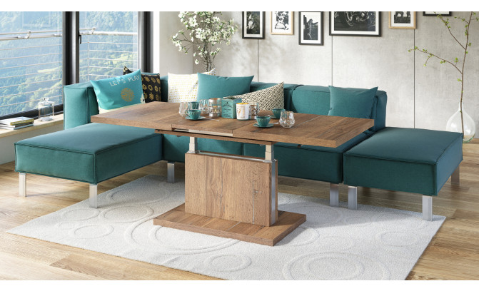 Стол трансформер ASTON 120/70 Dąb Halifax Cynowany