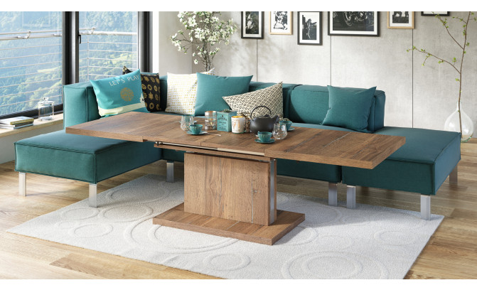 Стол трансформер ASTON 120/70 Dąb Halifax Cynowany