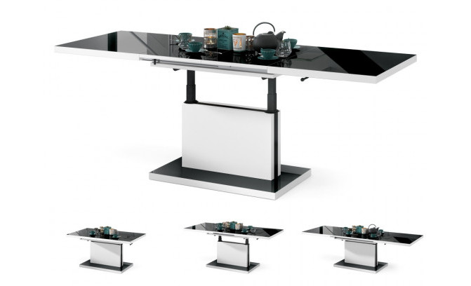 Galds transformeris ASTON 120/70 CZARNY POLYSK/BIALY MAT