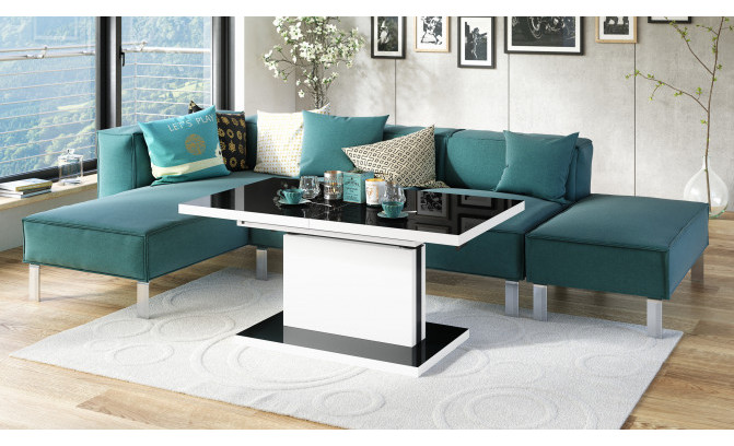 Galds transformeris ASTON 120/70 CZARNY POLYSK/BIALY MAT