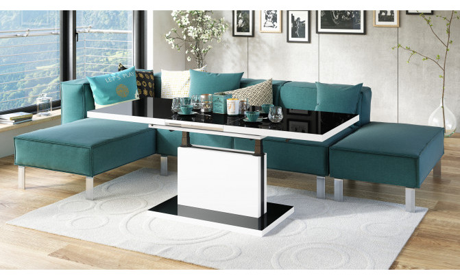 Galds transformeris ASTON 120/70 CZARNY POLYSK/BIALY MAT