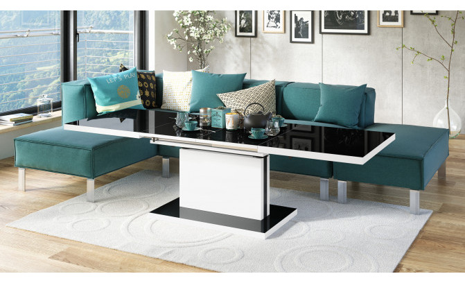 Galds transformeris ASTON 120/70 CZARNY POLYSK/BIALY MAT