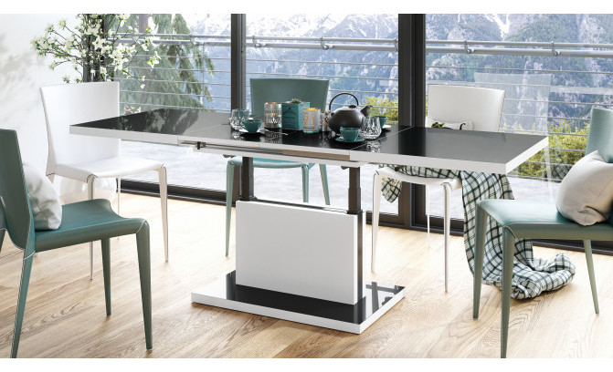 Galds transformeris ASTON 120/70 CZARNY POLYSK/BIALY MAT