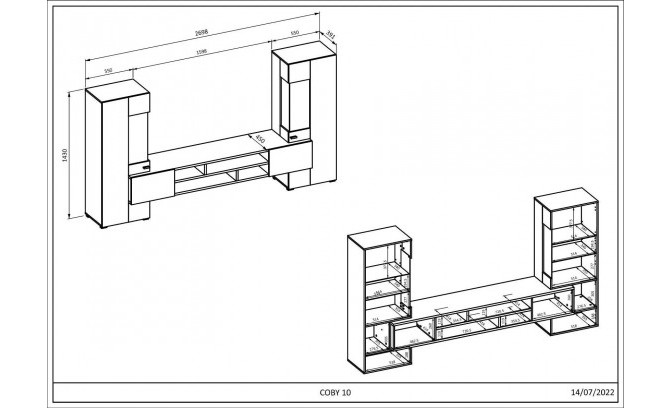 Комод COBY 247JMB26 2D2S Czarny Onyks/Dąb Wotan