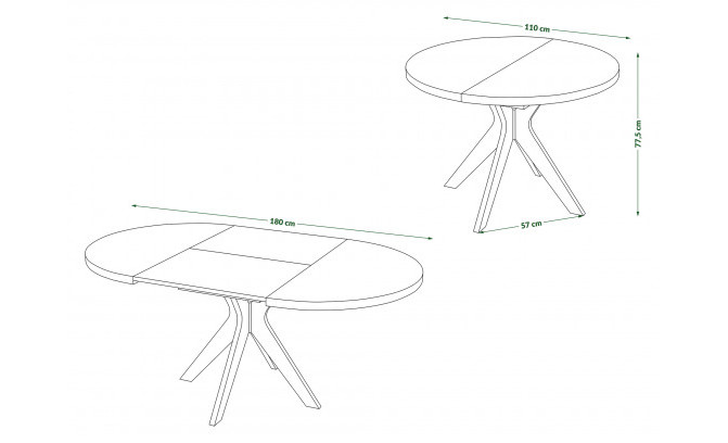 Bīdāmais galds RENZO 110/180 Dąb Naturalny
