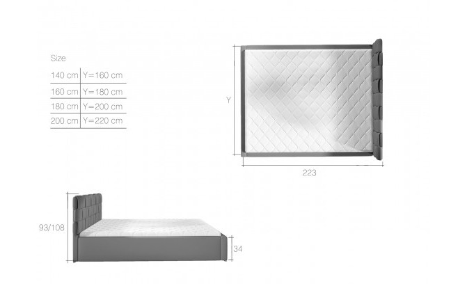 Кровать GRAND 140/200 с металлическим стеллажом и ящиком для белья