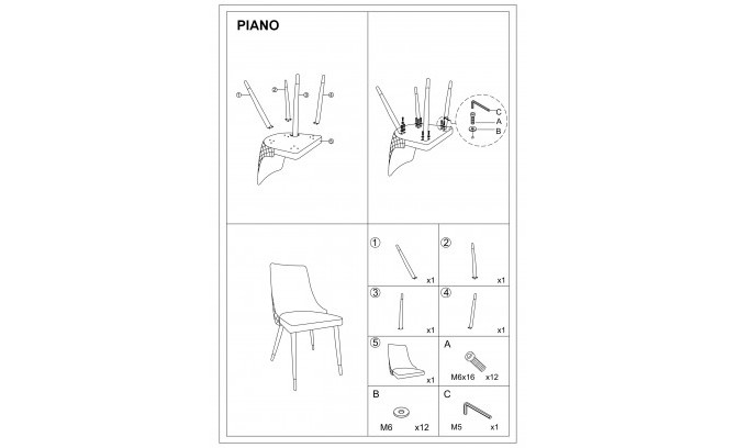 Krēsls PIANO VELVET GREY