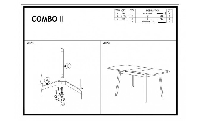 Paplašināms galds COMBO II