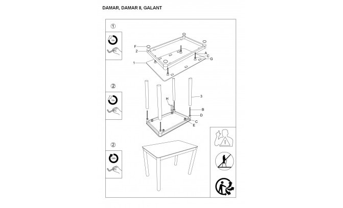 Galds DAMAR BLACK BLACK FRAME 100X60