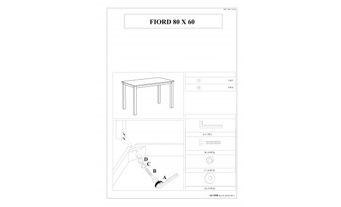 Стол FIORD BIALY 80X60