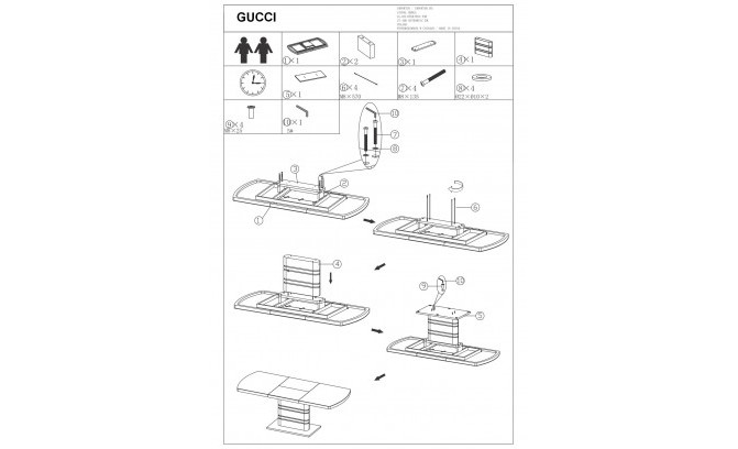 Saliekamais galds GUCCI 140 (200) X85