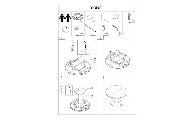 Saliekamais galds ORBIT CERAMIC SZARY