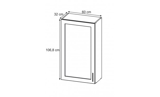 Sienas skapis ar vitrīnu Luna White UHOW 60