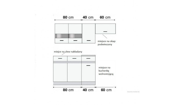Küchen-Set JUNONA LINE 180 biały/szary wolfram/beton gładki