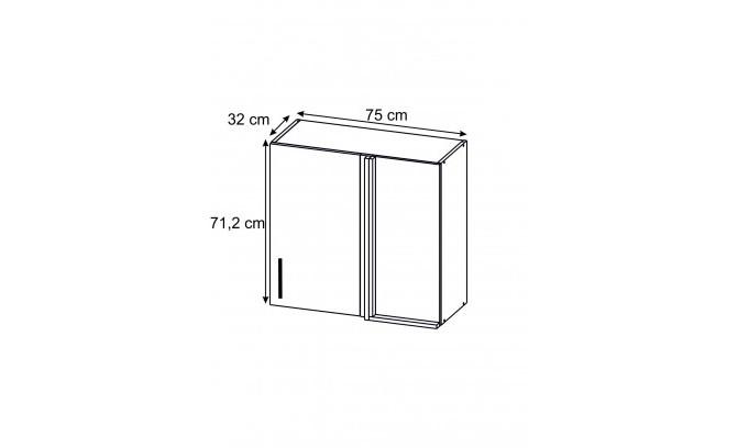 ПОДВЕСНОЙ ПРЯМОЙ УГЛОВОЙ ШКАФ UNPO 75 RUKA CREAM MAT