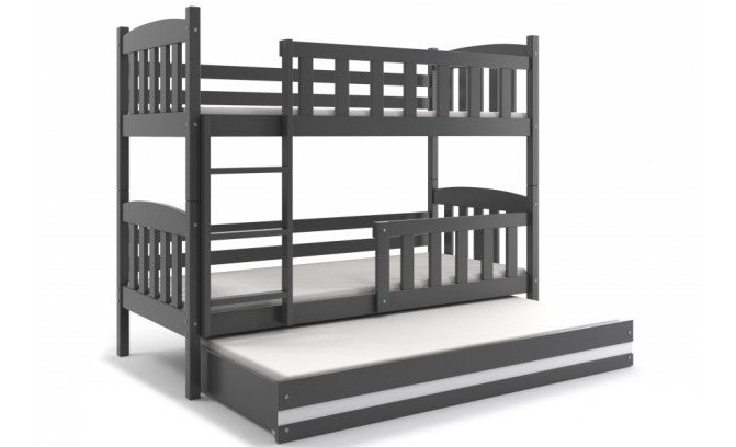 Divstāvu gulta KUBUS 3 OSOBOWE 190/80 graphite ar matračiem
